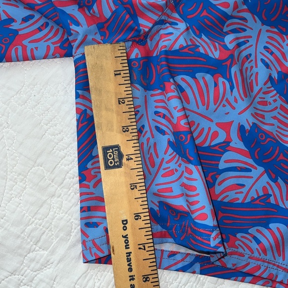 Vineyard Vines Swim Trunks Mens Large Pink Blue Fish Reef Lined Beach - Picture 5 of 7